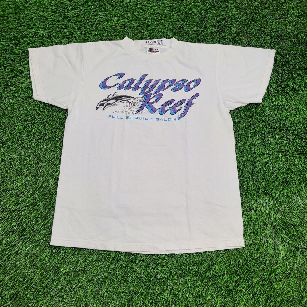 Vintage 90s Calypso-Reef Orca Shirt Womens Medium 19x24 White